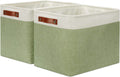 DULLEMELO Storage Bins 16"X12"X12" with Leather Handles for Organizing,Decorative Collapsible Storage Baskets for Shelves Closet Home Office (Black&Grey) Home & Garden > Household Supplies > Storage & Organization DULLEMELO White&Green Large-16"x12"x12" 
