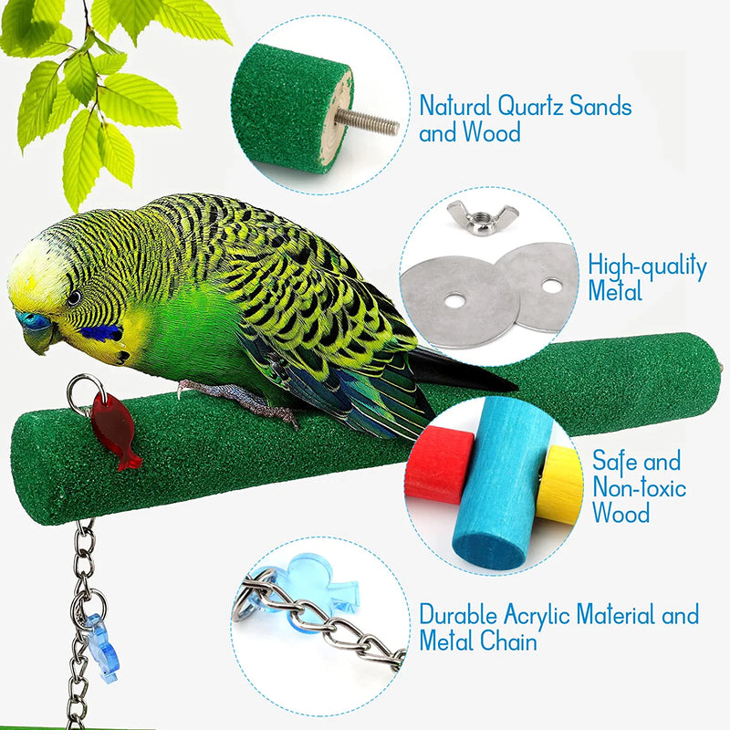 PETNANNY Bird Perch Stand Toy Platform Natural Wood Playground Paw Grinding Stick Wood Parrot Perch Stand Platform, Cage Accessories Exercise Toys for Pet Parrot Budgies Parakeet Cockatiels Animals & Pet Supplies > Pet Supplies > Bird Supplies PETNANNY   