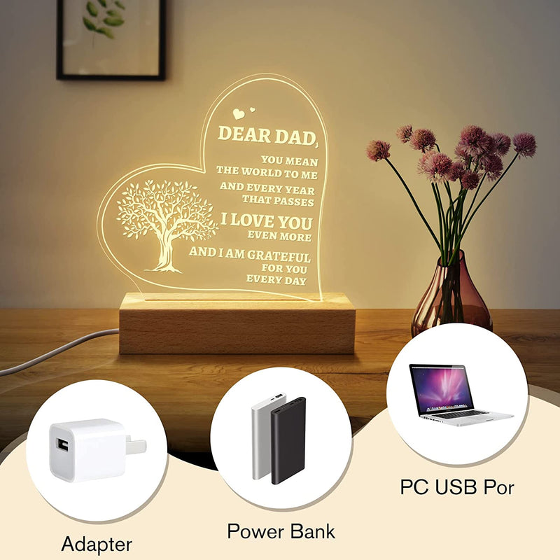 Welsky Dad Gifts from Daughter Son to Dad Birthday Gifts Ideas, Christmas Gifts for Dad Personalized Night Light Gifts with Grateful Sayings Retirement Thanksgiving Gifts for Dad from Daughter Son Home & Garden > Lighting > Night Lights & Ambient Lighting Welsky   