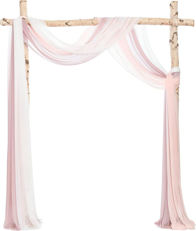 Ling'S Moment 2 Panels 30" Wide 6 Yards Chiffon Fabric Drapery Wedding Arch Draping Fabric Ceremony Reception Swag (White & Dusty Blue) Home & Garden > Decor > Window Treatments > Curtains & Drapes Ling's Moment Gentle Blush 20ft 