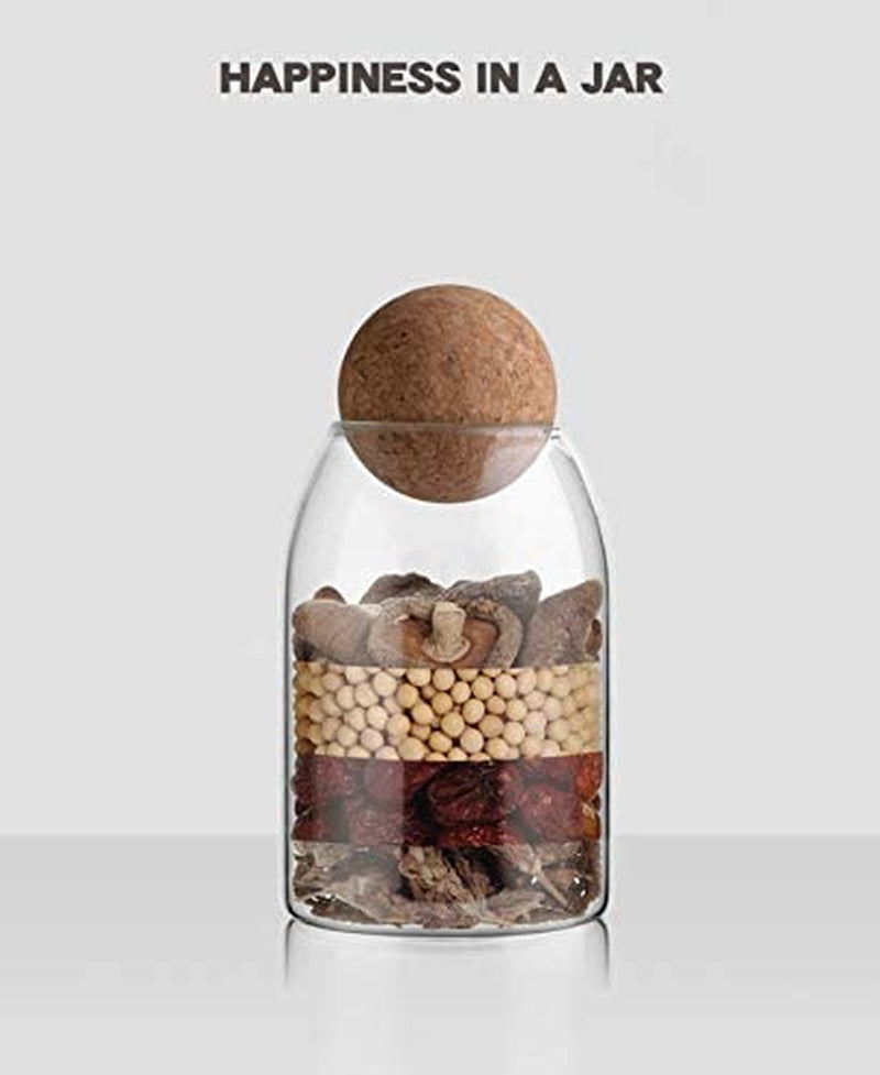 SAPHALTON Lead-Free round Cork Glass Bottle Sealed Jar Nut Storage Jar Coffee Bean Jar round Transparent 4-Piece Set Home & Garden > Decor > Decorative Jars SAPHALTON   
