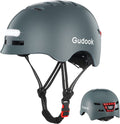 Gudook Bike Helmet Adult Bike Helmets for Men/Women: Bicycle Helmet with USB Rechargeable LED Front and Rear Lights for Cycling Urban Commuter Skateboard Sporting Goods > Outdoor Recreation > Cycling > Cycling Apparel & Accessories > Bicycle Helmets Gudook Flash silver grey Large(58-61cm) 
