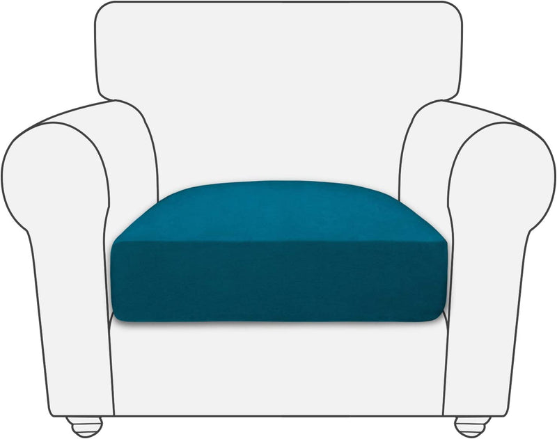 Purefit Stretch Fleece Non-Slip Sofa Couch Cushion Covers - Removable Chair Seat Covers for Dogs, Washable Elastic Furniture Slipcovers Protector for Kids and Pets (Chair, Peacock Blue)