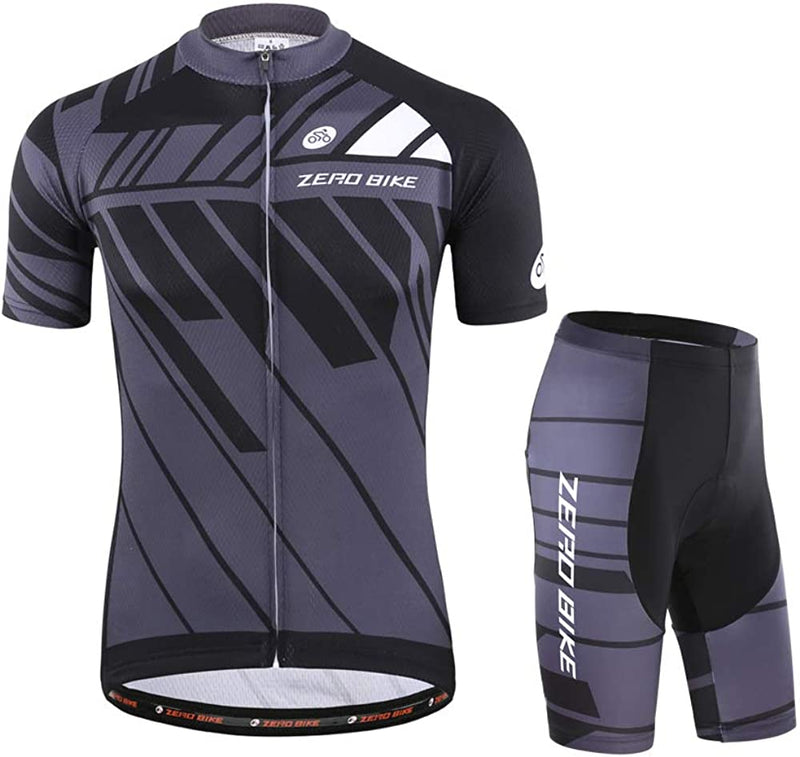 ZEROBIKE Men'S Short Sleeve Cycling Jersey Set Breathable Quick Dry 3D Padded Bicycle Shorts MTB Bike Clothing Sporting Goods > Outdoor Recreation > Cycling > Cycling Apparel & Accessories ZEROBIKE New Type 3 Large 