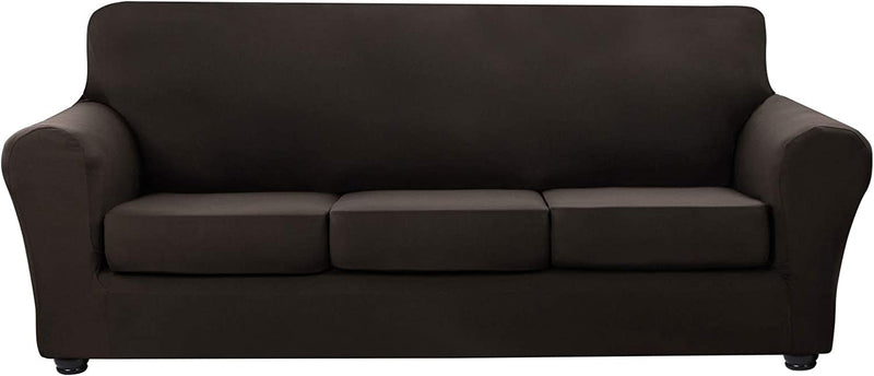 Hyha 3 Pieces Stretch Loveseat Slipcovers - Soft Couch Covers for 2 Cushion Couch, Washable Furniture Protector, Sofa Cover for Living Room with Elastic Bottom for Pets (Loveseat, Gray) Home & Garden > Decor > Chair & Sofa Cushions hyha Brown Large 