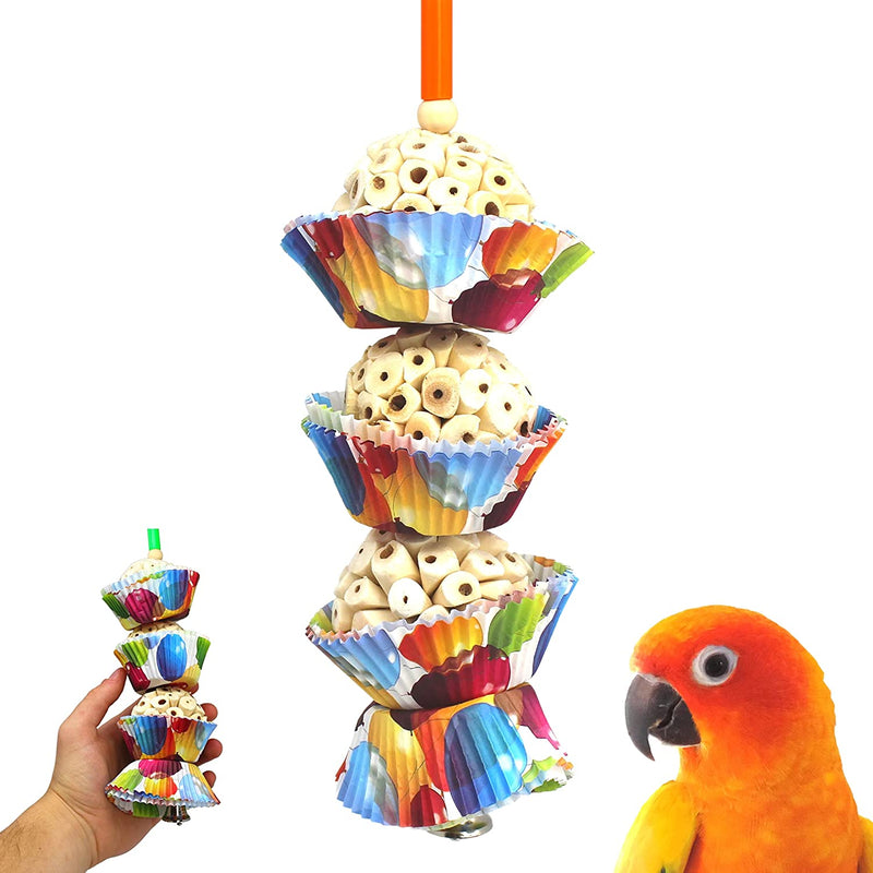 Bonka Bird Toys 1931 Three Cake Colorful Shredding Foraging Treat Natural Sola Conures Cockatiels Parakeets and Other Similar Birds Animals & Pet Supplies > Pet Supplies > Bird Supplies > Bird Toys Bonka Bird Toys Triple Cake  