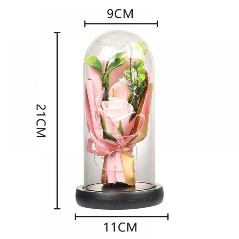 Rose in Glass Dome with Fairy Light String, Romantic Gifts for Girlfriend Wife Women Valentines Day, Mothers Day, Anniversary, Pink Rose Home & Garden > Decor > Seasonal & Holiday Decorations CN   