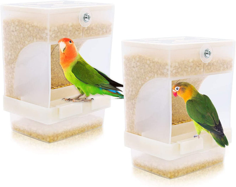Rypet 2 PCS No-Mess Bird Feeder - Integrated Parrot Automatic Feeder for Small to Medium Birds Seed Food Container Animals & Pet Supplies > Pet Supplies > Bird Supplies > Bird Cage Accessories > Bird Cage Food & Water Dishes Rypet   