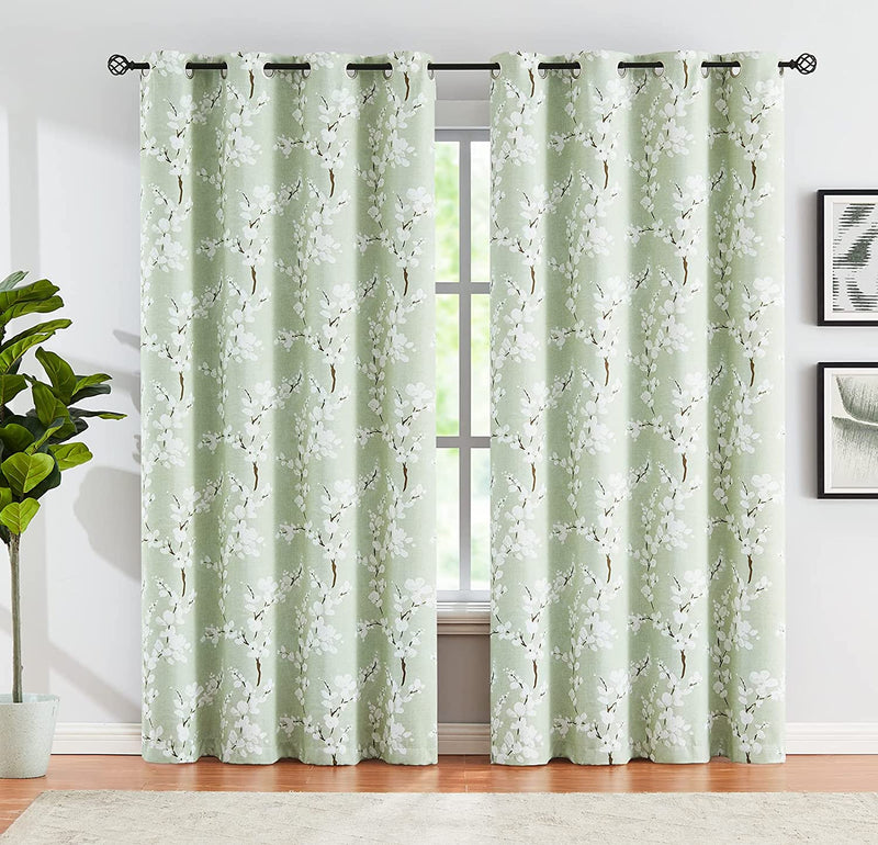 Full Blackout Curtains for Living-Room 84Inch Length Orange and Teal Jacobean Design Thermal Insulated Window Panels for Bedroom Vintage Floral Multi Curtain Panels Country Flower Grommet Top 2Pcs Home & Garden > Decor > Window Treatments > Curtains & Drapes FMFUNCTEX Blossom/ Green 50"W x 96"L 