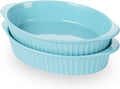 LEETOYI Porcelain Small Oval Au Gratin Pans,Set of 2 Baking Dish Set for 1 or 2 Person Servings, Bakeware with Double Handle for Kitchen and Home,(White) Home & Garden > Kitchen & Dining > Cookware & Bakeware LEETOYI Turquoise  