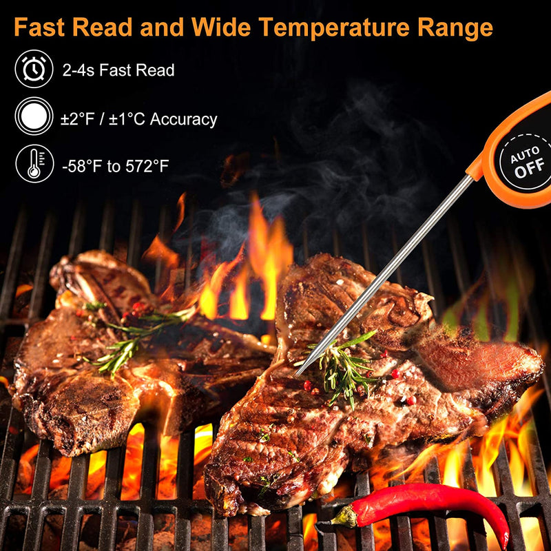Comluck Instant Read Meat Thermometer - CA001 Digital Oven Cooking Food Min Max Thermometer Magnetic Waterproof with Backlight for Adults Kitchen Grill Steak Outdoor BBQ Barbecue Milk Candy Baking