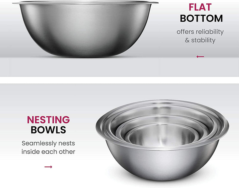 Stainless Steel Mixing Bowls (Set of 6) Stainless Steel Mixing Bowl Set - Easy to Clean, Nesting Bowls for Space Saving Storage, Great for Cooking, Baking, Prepping Home & Garden > Kitchen & Dining > Cookware & Bakeware FineDine   