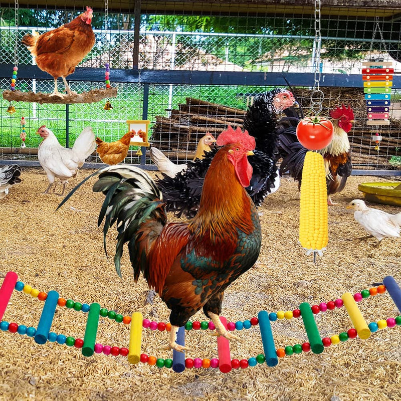 Cheefun 7Pcs Chicken Toys for Coop: Bird Hens Chicken Coop Accessory - Chicken Xylophone Mirror & Pecking Toys for Chicken Bird Parrot Animals & Pet Supplies > Pet Supplies > Bird Supplies > Bird Toys CheeFun   