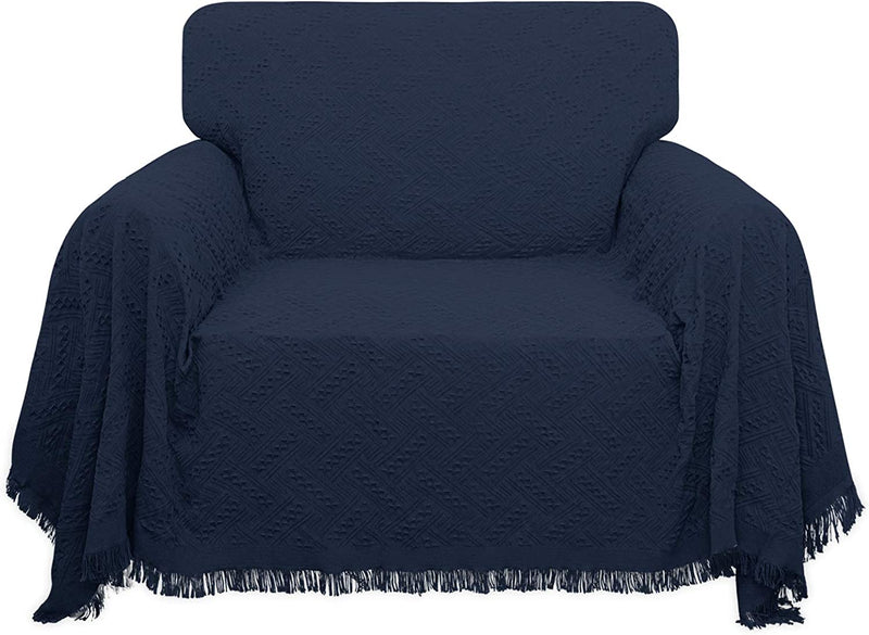 Easy-Going Geometrical Jacquard Sofa Cover, Couch Covers for Armchair Couch, L Shape Sectional Couch Covers for Dogs, Washable Luxury Bed Blanket, Furniture Protector for Pets,Kids(71X 102 Inch,Navy) Home & Garden > Decor > Chair & Sofa Cushions Easy-Going Navy Small 