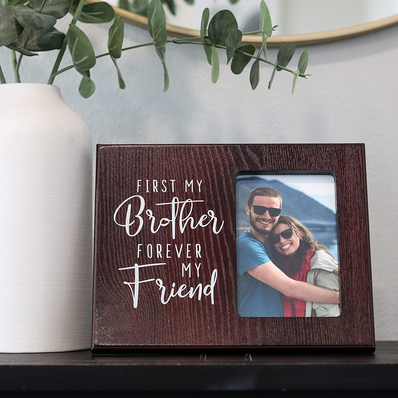 Elegant Signs First My Brother Forever My Friend - Wood Picture Frame Holds 4X6 Photo - Sibling Gift for Adults, Teens, or Kids Home & Garden > Decor > Picture Frames Elegant Signs   