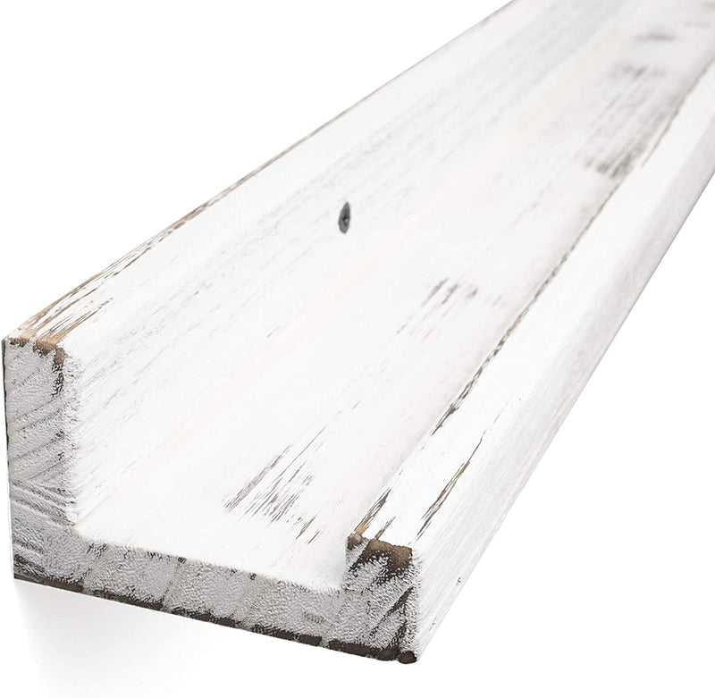 Rustic State Ted Narrow Picture Ledge Shelf Display 36" Washed White Furniture > Shelving > Wall Shelves & Ledges Rustic State   