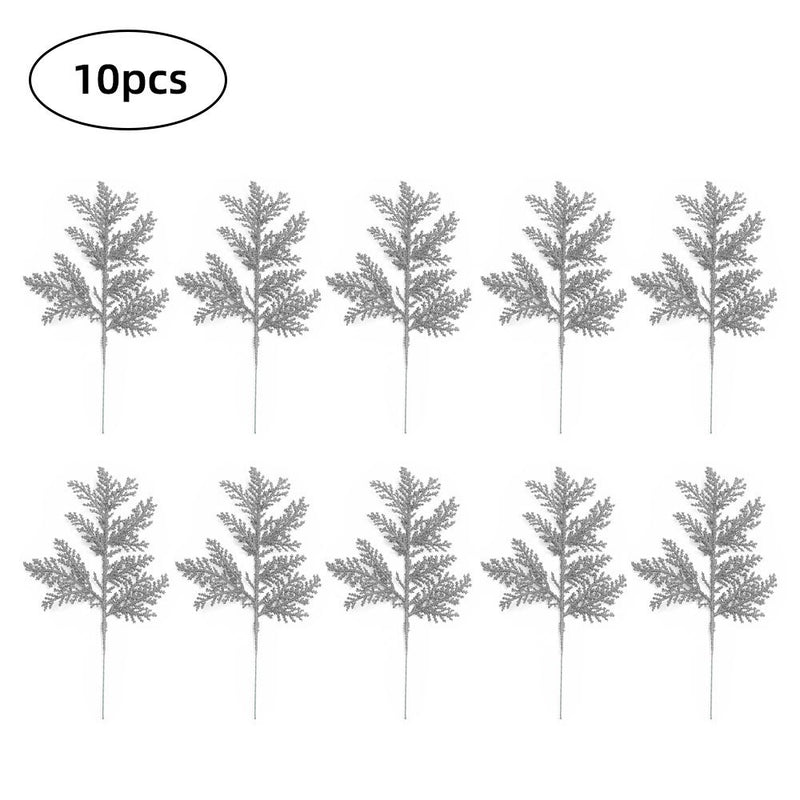 Jirongben 10Pcs New Simulation Plant Pine Branches and Leaves Christmas Decoration Supplies Christmas Tree Accessories,Gold Home & Garden > Decor > Seasonal & Holiday Decorations& Garden > Decor > Seasonal & Holiday Decorations JiRongBen Silver  