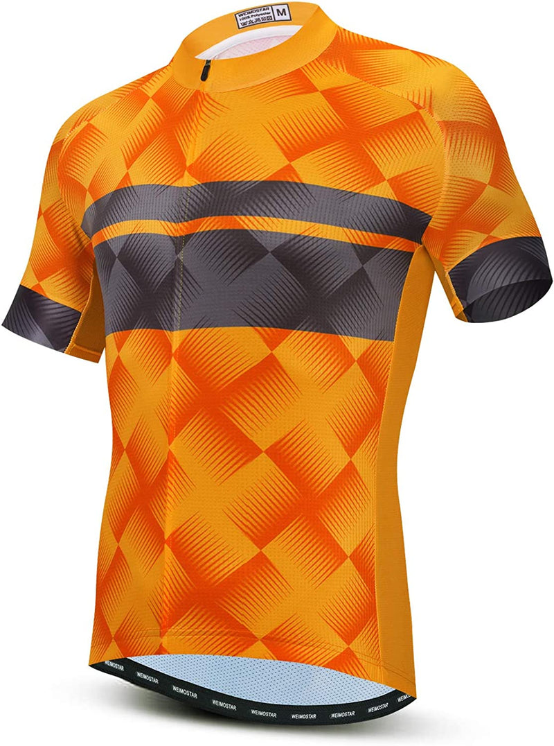 JPOJPO Men'S Cycling Jersey Bicycle Short Sleeved Bicycle Jacket with Pockets Sporting Goods > Outdoor Recreation > Cycling > Cycling Apparel & Accessories JPOJPO Orange Chest35.4-37"=Tag S 
