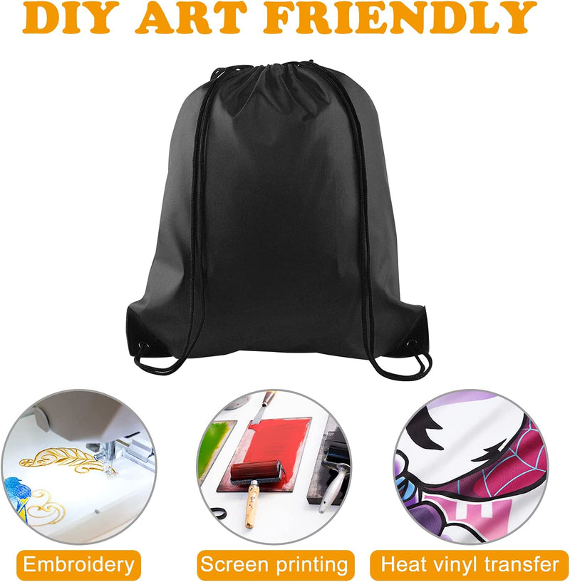KUUQA 40Pcs Black Drawstring Backpack Bags Sack Drawstring Bags Bulk String Backpack Storage Bags for Sport Gym Traveling Home & Garden > Household Supplies > Storage & Organization KUUQA   