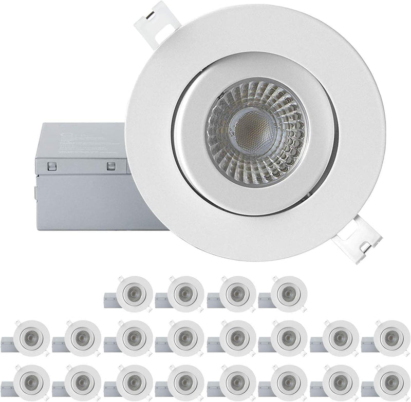 QPLUS 4 Inch 5000K 24 Pack Airtight Eyeball Gimbal LED Recessed Lighting with Junction Box/Canless Downlight/Pot Light, 10 Watts, 750Lm, Dimmable, Energy Star and Cetlus Listed Home & Garden > Lighting > Flood & Spot Lights QPLUS 5000K Cool White 20 Pack 