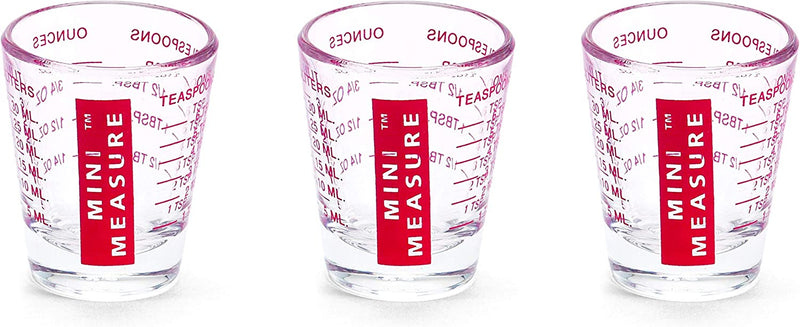 Kolder Mini Measure Heavy Glass, 20-Incremental Measurements Multi-Purpose Liquid and Dry Measuring Shot Glass, Red and Blue, Set of 2 Home & Garden > Kitchen & Dining > Barware Harold Import Company, Inc. Red Set of 3 