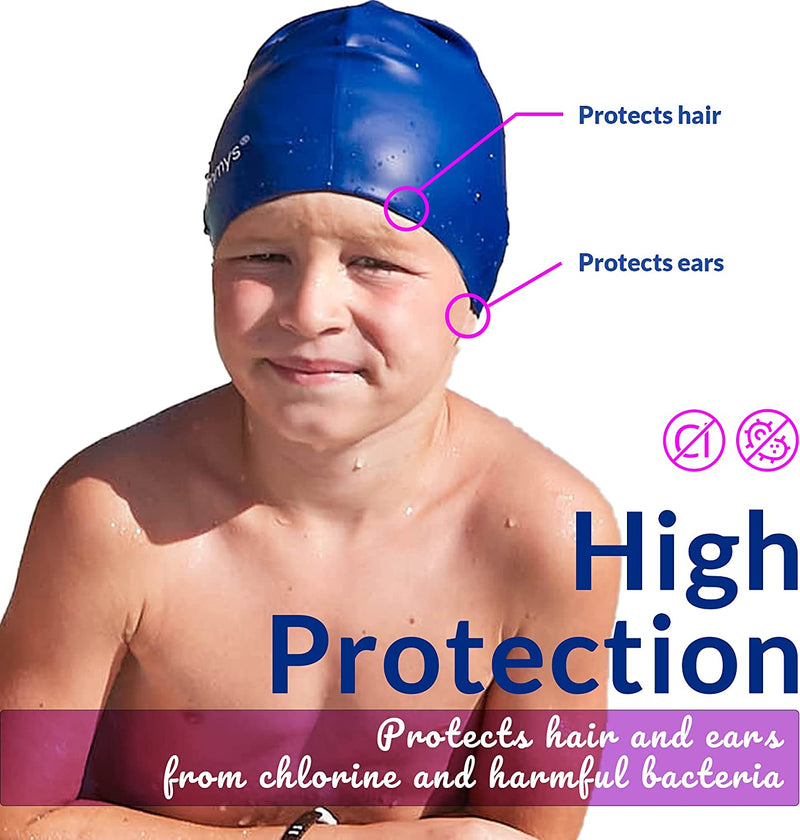 Limmys Kids Swimming Cap - 100% Silicone Kids Swim Caps for Boys and Girls - Premium Quality, Stretchable and Comfortable Swimming Hats Kids- Available in Different Attractive Colours Sporting Goods > Outdoor Recreation > Boating & Water Sports > Swimming > Swim Caps SL2 Group Ltd   