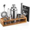 Mixology Bartender Kit: 23-Piece Bar Set Cocktail Shaker Set with Stylish Bamboo Stand | Perfect for Home Bar Tools Bartender Tool Kit and Martini Cocktail Shaker for Awesome Drink Mixing (Gold) Home & Garden > Kitchen & Dining > Barware Modern Mixology Silver  