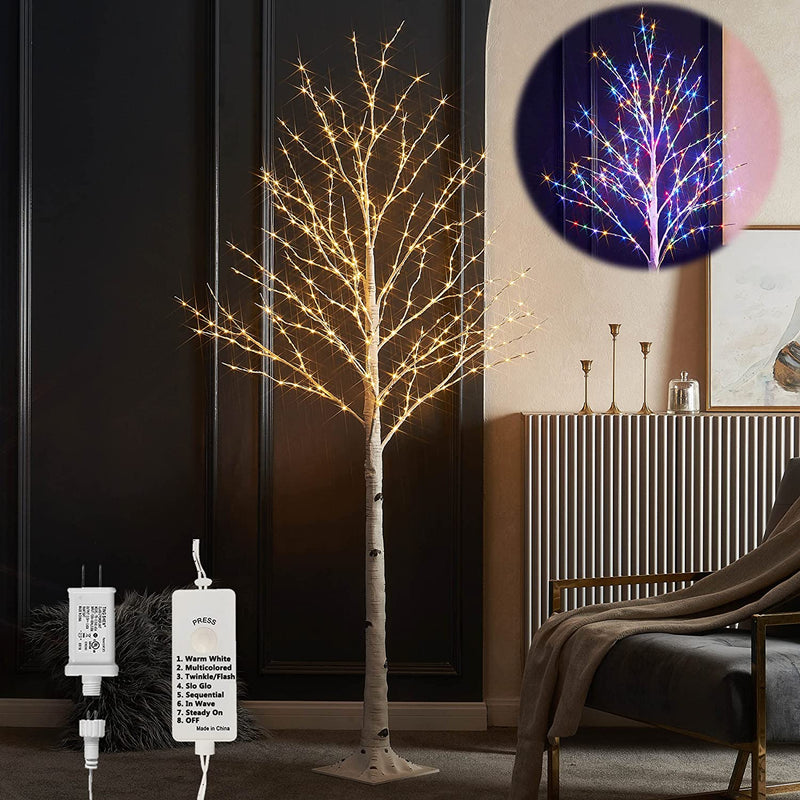 LITBLOOM Lighted White Birch Tree Plug in with 8 Functions 5FT 255 Multi Color and Warm White Lights for Indoor Outdoor Home Thanksgiving Christmas Holiday Decoration Sporting Goods > Outdoor Recreation > Winter Sports & Activities LITBLOOM 6ft Color Change  