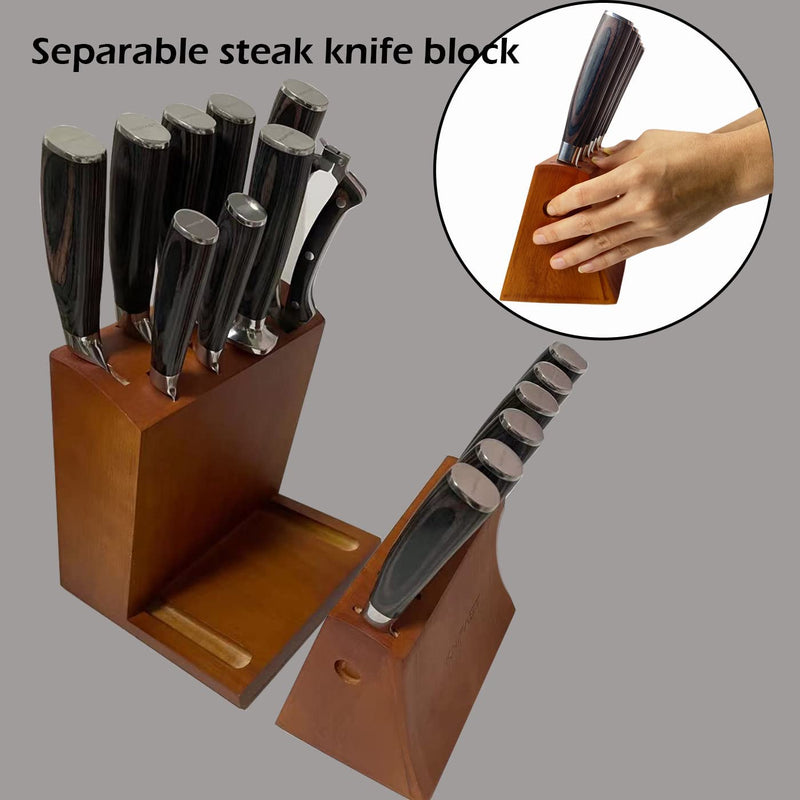 Knife Set 16-Piece Kitchen Knife Set with Wooden Block, Germany High Carbon Stainless Steel Professional Chef Knife Block Set, Ultra Sharp, Forged