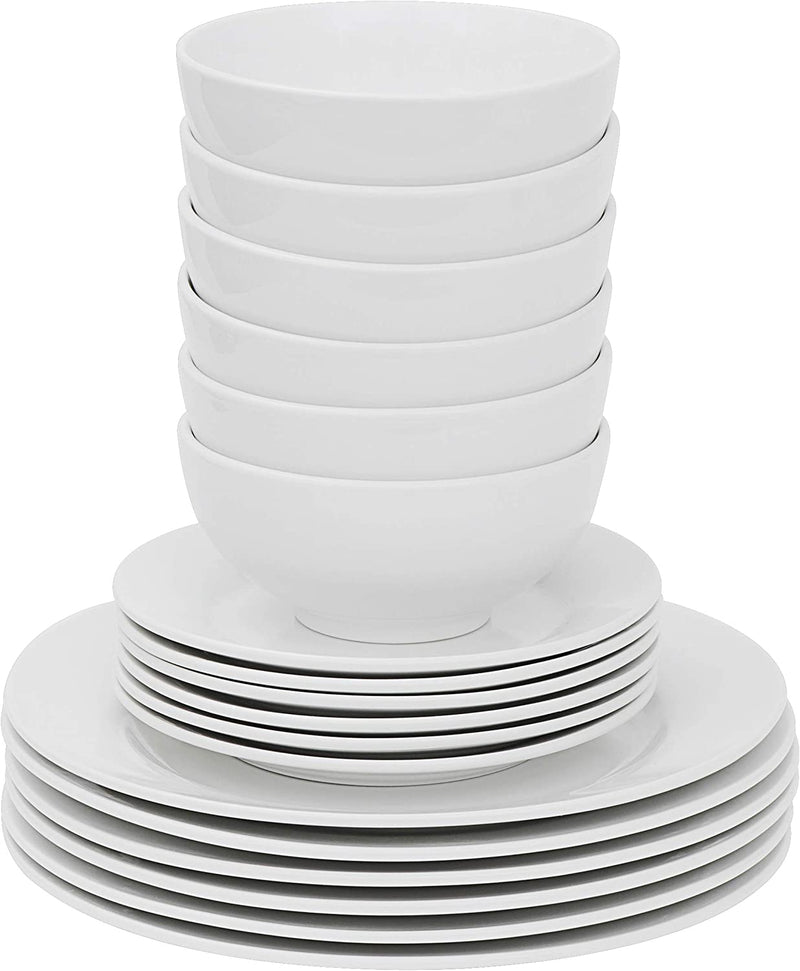 SUPER DEAL round 18-Piece White Kitchen Dinnerware Set, Service for 6, Plates and Bowls – Microwave, Oven and Dishwasher Safe Home & Garden > Kitchen & Dining > Tableware > Dinnerware SUPER DEAL   