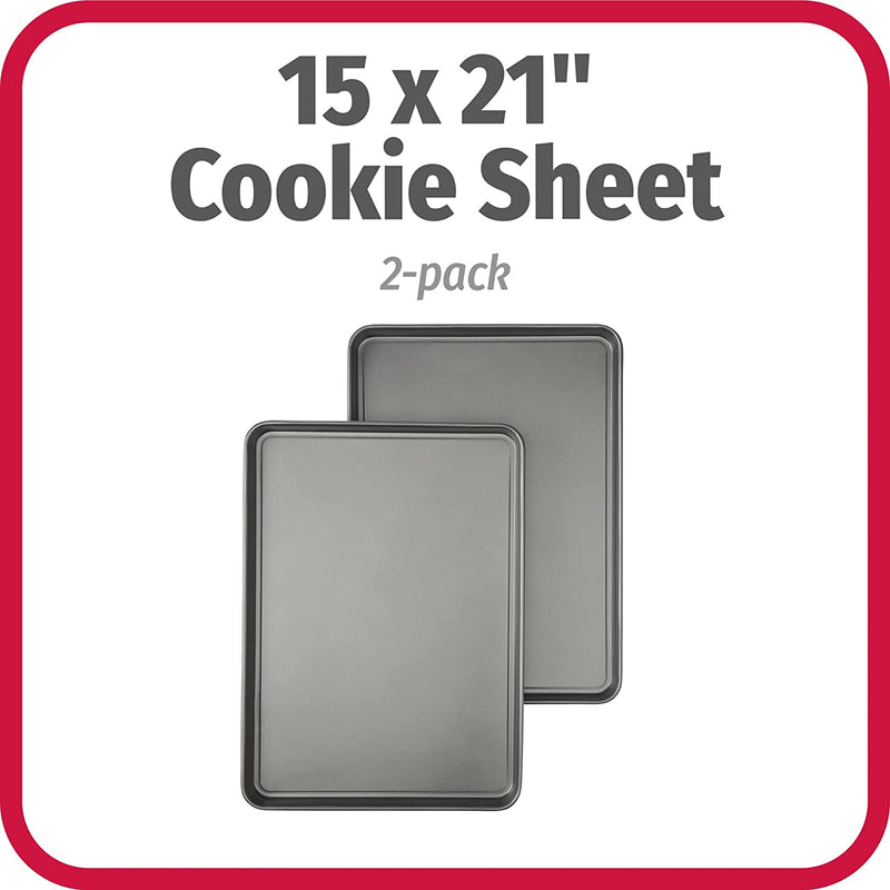 Goodcook Dishwasher Safe Nonstick Steel XL Cookie Sheet, 15'' X 21'', Gray, Set of 2 (42050) Home & Garden > Kitchen & Dining > Cookware & Bakeware GoodCook   