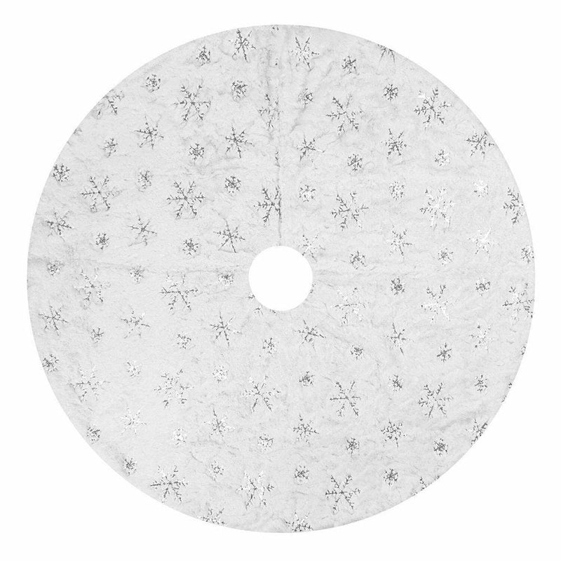 78/90/122Cm White Flannel Embroidered Snowflake Christmas Tree Skirt Christmas New Year Home Decoration Tool Super Soft Cover Home & Garden > Decor > Seasonal & Holiday Decorations > Christmas Tree Skirts SANNEDONG   
