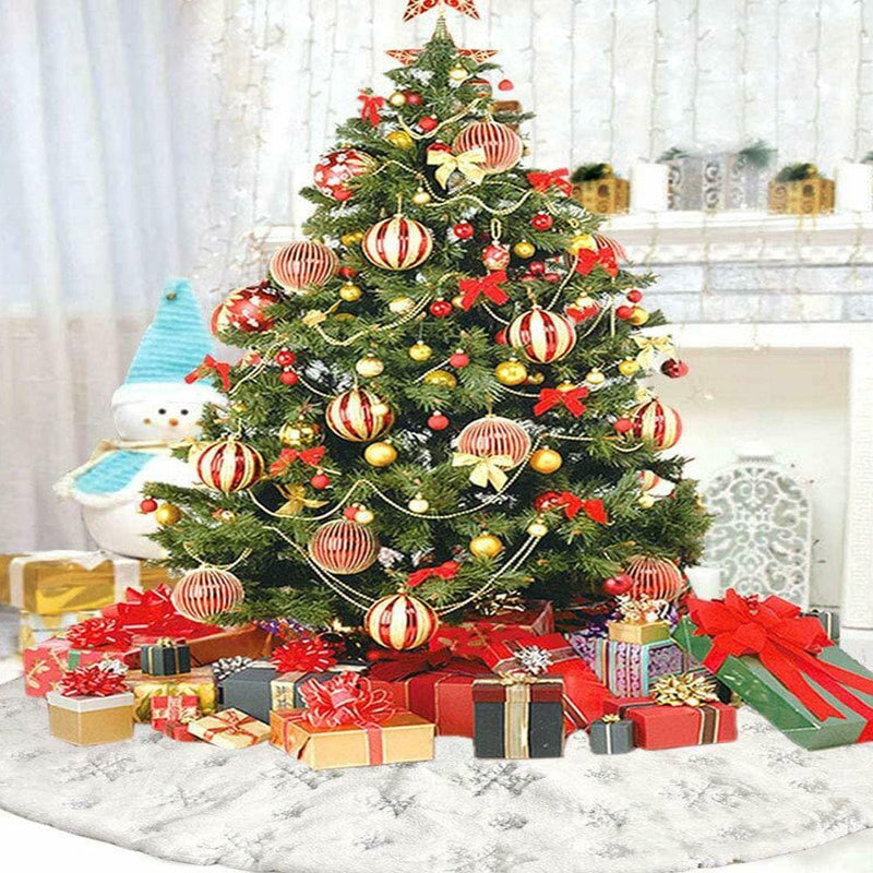 78/90Cm Christmas Tree Skirt Soft Plush White Snowflake Faux Fur Mat Decoration Home & Garden > Decor > Seasonal & Holiday Decorations > Christmas Tree Skirts Eyicmarn   