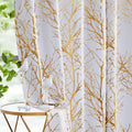 FMFUNCTEX Branch Grey Blackout Curtain Panels for Bedroom 84" Foil Gold Tree Branch Window Curtains Metallic Print Energy Efficient Thermal Curtain Drapes for Guest Living Room Grommet Top 2 Panels Home & Garden > Decor > Window Treatments > Curtains & Drapes FMFUNCTEX Gold /White 50" x 54"L 