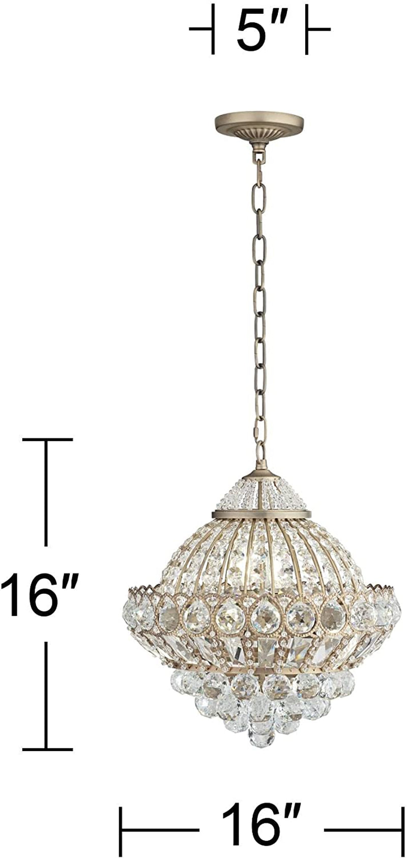 Wallingford Antique Brass Gold Chandelier Lighting 16" Wide Clear Crystal Shade 6-Light Fixture for Dining Room House Foyer Entryway Kitchen Bedroom Living Room High Ceilings - Vienna Full Spectrum Home & Garden > Lighting > Lighting Fixtures > Chandeliers Vienna Full Spectrum   