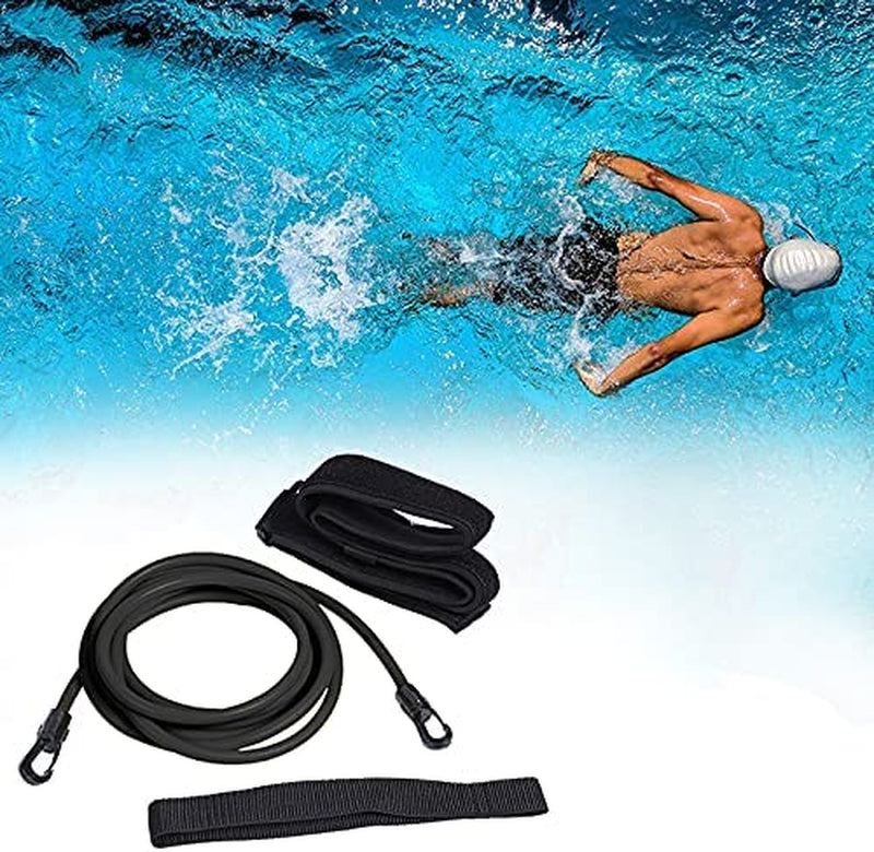 Adjustable Swimming Training Belt Swim Tether Ankle Bands Stationary Bungee Cords Elastic Resistance Rope Static Harness Equipment Kit Strength Training Tools for Adult Sporting Goods > Outdoor Recreation > Boating & Water Sports > Swimming Eishi   