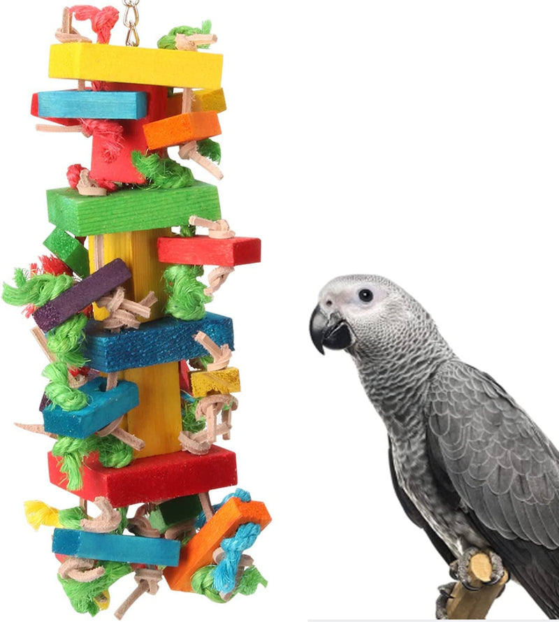 GATMAHE Chewing Toys for Large Bird African Greys Parrots Doves Macaws Cockatoo, Finches Wooden Block Toys for Climbing, Chewing, Unraveling and Preening Animals & Pet Supplies > Pet Supplies > Bird Supplies > Bird Toys GATMAHE S (13”×3.5”)  
