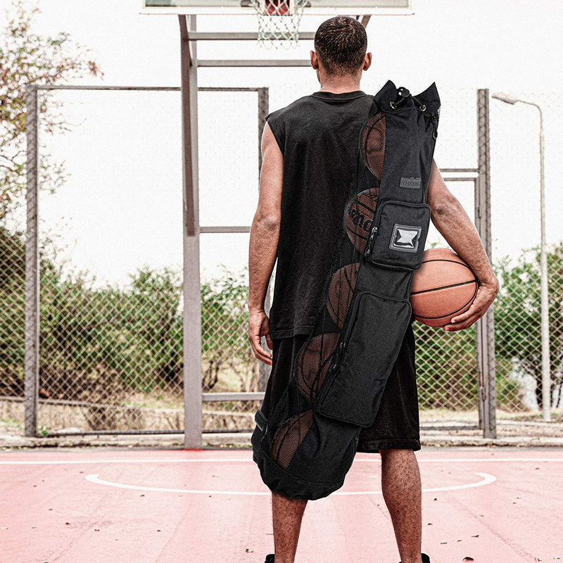 Fitdom Heavy Duty XL Basketball Mesh Equipment Ball Bag W/ Shoulder Strap Design for Coach with 2 Front Pockets for Coaching & Sport Accessories. This Team Tube Carrier Can Store up to 5 Basketballs Sporting Goods > Outdoor Recreation > Winter Sports & Activities Fitdom   