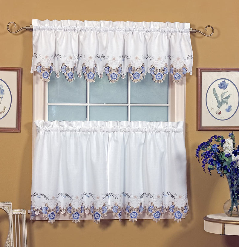 Today'S Curtain Verona Reverse Embroidery Tie-Up Shade, 63", Ecru/Rose Home & Garden > Decor > Window Treatments > Curtains & Drapes Today's Curtain White/Blue Tier 60"W X 24"L 