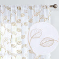 Topick White Sheer Curtains Embroidered Floral Window Drapes for Living Room Bedroom 84 Inch Length Country Scalloped Voile Mesh Light Diffusing Off-White Tulle Curtain Set of 2 Panels Rod Pocket Home & Garden > Decor > Window Treatments > Curtains & Drapes Topick Taupe on White 84L 