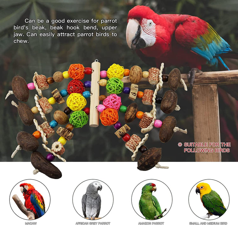 Bird Toys, Parrot Toys for Large Birds, Natural Peppered Wood African Grey Parrots, Macaws, Cockatoos, Parrot Chew Toys, Aviary Hanging Toys  Kewkont   