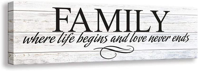 Kas Home Inspirational Quotes Motto Canvas Wall Art,Family Prints Signs Framed, Retro Artwork Decoration for Bedroom, Living Room, Home Wall Decor (5.5 X 16 Inch, Family) Home & Garden > Kitchen & Dining > Cookware & Bakeware Kas Home Art White - Family 5.5 X 16 inch 