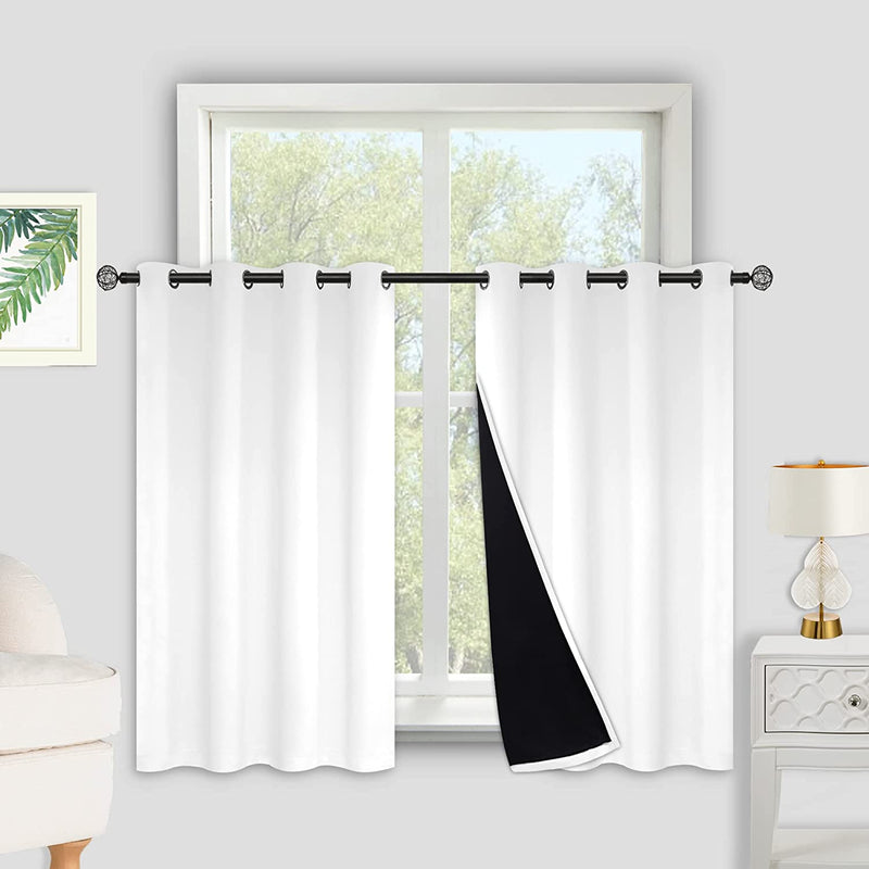 Kinryb Halloween 100% Blackout Curtains Coffee 72 Inche Length - Double Layer Grommet Drapes with Black Liner Privacy Protected Blackout Curtains for Bedroom Coffee 52W X 72L Set of 2 Home & Garden > Decor > Window Treatments > Curtains & Drapes Kinryb Pure White W52" x L45" 