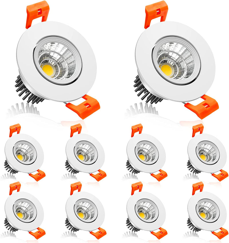 2Inch LED Recessed Ceiling Light, 3W Dimmable LED Downlight, Warm White 3000K-3500K, 60 Beam Angle Directional COB Recessed Lights with Driver, 25W Halogen Bulbs Equivalent for Ceiling Lighting, 6Pack Home & Garden > Lighting > Flood & Spot Lights ASDK Daylight White Milk White 10P 