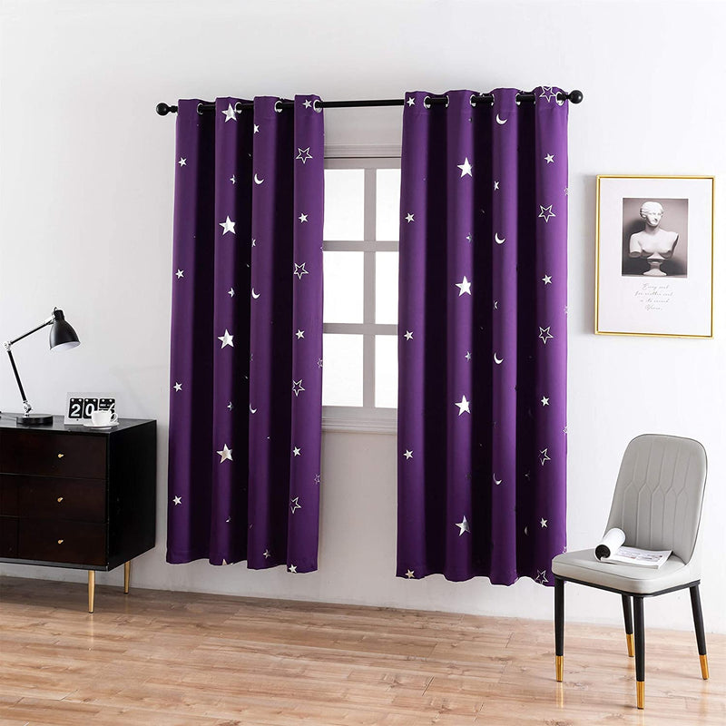Girl Curtains for Bedroom Pink with Gold Stars Blackout Window Drapes for Nursery Heavy and Soft Energy Efficient Grommet Top 52 Inch Wide by 84 Inch Long Set of 2 Home & Garden > Decor > Window Treatments > Curtains & Drapes Gold Dandelion Blackout Silver Purple 52 in x 63 in 