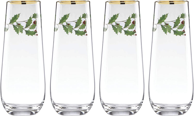 Lenox Holiday 4-Piece Iced Beverage Glass Set Home & Garden > Kitchen & Dining > Tableware > Drinkware Lenox Stemless Champagne Flutes, Set of 4  