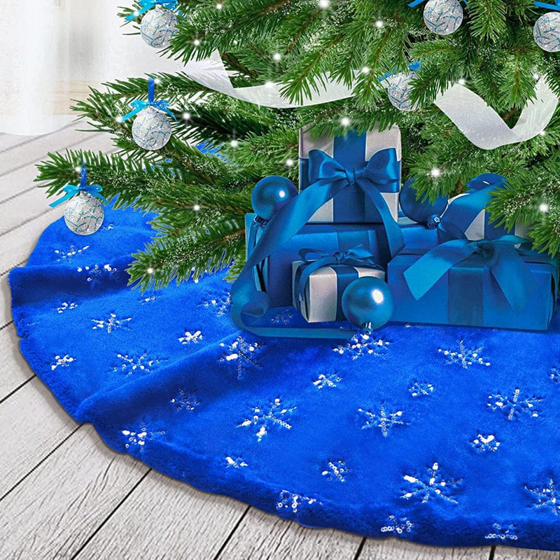 78Cm Blue Christmas Tree Skirt for Christmas Decorations (Blue, 30Inches) Home & Garden > Decor > Seasonal & Holiday Decorations > Christmas Tree Skirts BIOOK   