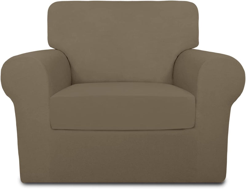 Purefit 4 Pieces Super Stretch Chair Couch Cover for 3 Cushion Slipcover – Spandex Non Slip Soft Sofa Cover for Kids, Pets, Washable Furniture Protector (Sofa, Brown) Home & Garden > Decor > Chair & Sofa Cushions PureFit Natural Small 