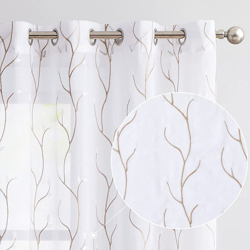 Lazzzy Sheer Curtains 63 Inch Length 2 Panels Set Farmhouse Floral Curtains Living Room Laundry Room Dining Room Bedroom Curtains Window Treatments Rustic Semi Sheer Curtains Rod Pocket Blue on White Home & Garden > Decor > Window Treatments > Curtains & Drapes Lazzzy *White 84"L 