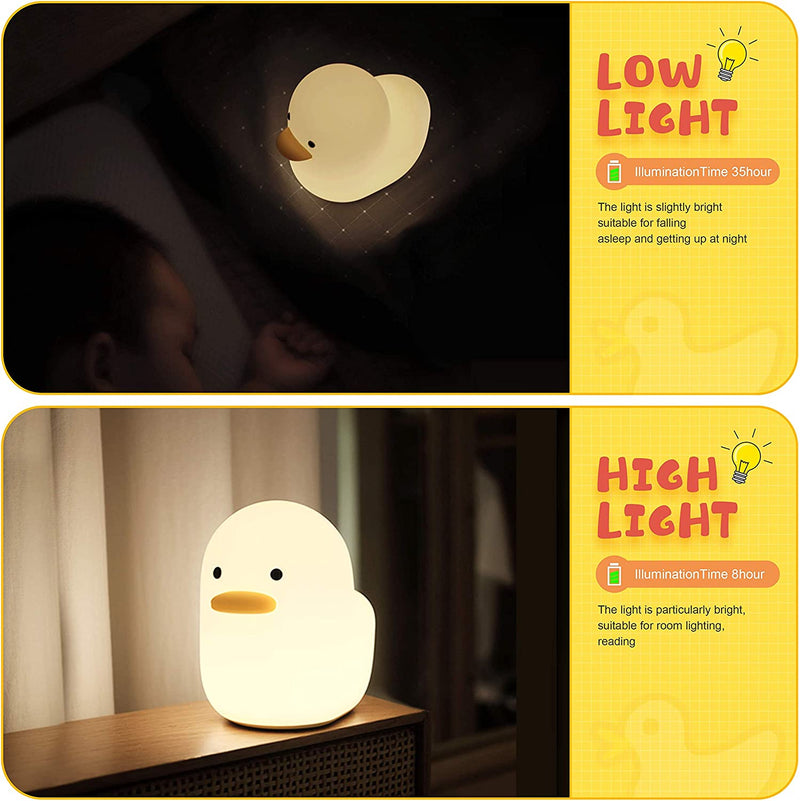 UNEEDE LED Benson Duck Night Light, Cute Animal Silicone Nursery Night Light Rechargeable Table Lamp Bedside Lamp with Touch Sensor for Baby Girls Women Bedrooms, Living Room Home & Garden > Lighting > Night Lights & Ambient Lighting UNEEDE   